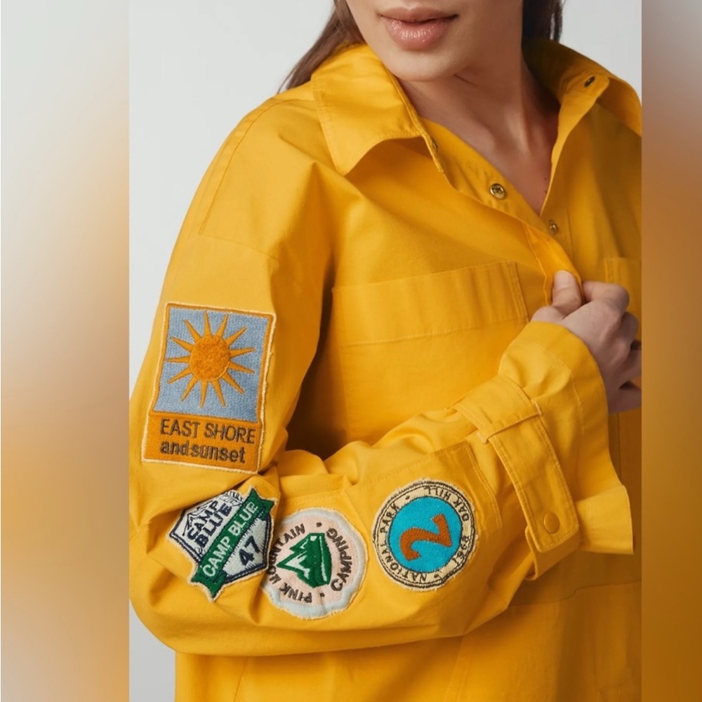 Anthropologie Yellow Utility Jacket with Patches